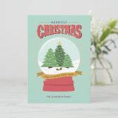 Merriest Christmas Snow Wereldbol Feestdagenkaart (Staand voorkant)