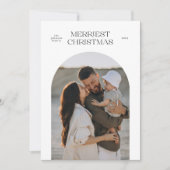 Merriest Christmas Typography Arch Foto Feestdagenkaart (Voorkant)