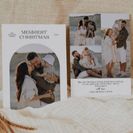 Merriest Christmas Typography Arch Foto Feestdagenkaart