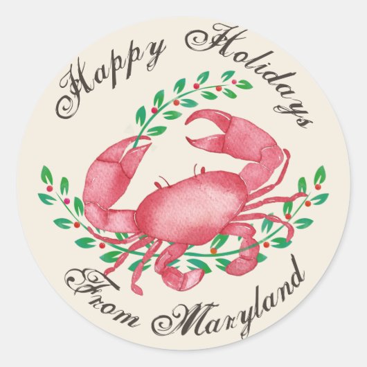 Merriest Christmas van Maryland Crab Ronde Sticker (Voorkant)