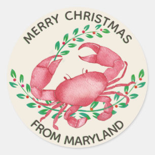 Merriest Christmas van Maryland Crab Ronde Sticker
