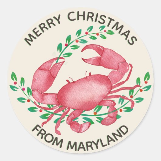 Merriest Christmas van Maryland Crab Ronde Sticker (Voorkant)