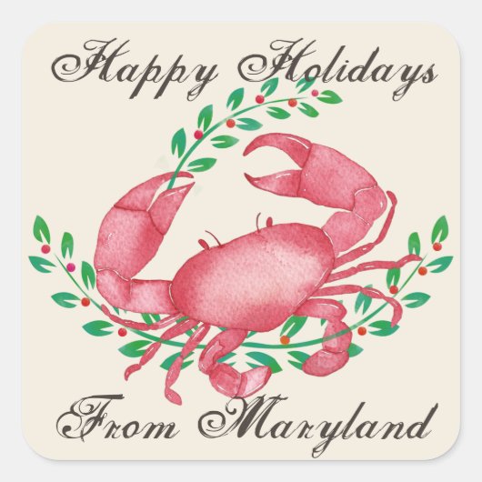 Merriest Christmas van Maryland Crab Vierkante Sticker (Voorkant)