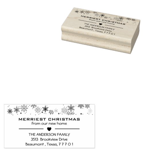 Merriest Christmas van ons nieuwe thuisadres Rubberstempel (Gestempeld)