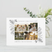 Merriest Christmas Wishes 4 Foto Botanische Bloeme Feestdagenkaart (Staand voorkant)