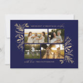 Merriest Christmas Wishes 4 Foto Botanische Bloeme Feestdagenkaart (Voorkant)