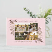 Merriest Christmas Wishes 4 Foto Botanische Bloeme Feestdagenkaart (Staand voorkant)