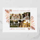 Merriest Christmas Wishes 4 Foto Botanische Bloeme Folie Feestdagenkaart (Voorkant)