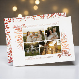 Merriest Christmas Wishes 4 Foto Botanische Bloeme Folie Feestdagenkaart