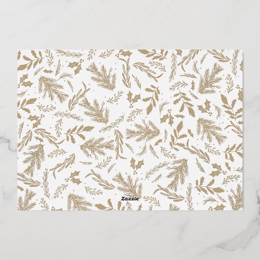 Merriest Christmas Wishes 4 Foto Botanische Bloeme Folie Feestdagenkaart (Achterkant)