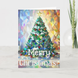 Merriest Christmas Wishes Geometric Xmas Tree Feestdagen Kaart