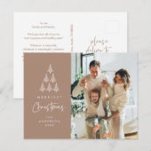 Merriest Christmas, Xmas Tree Family Foto Briefkaart (Voorkant / Achterkant)