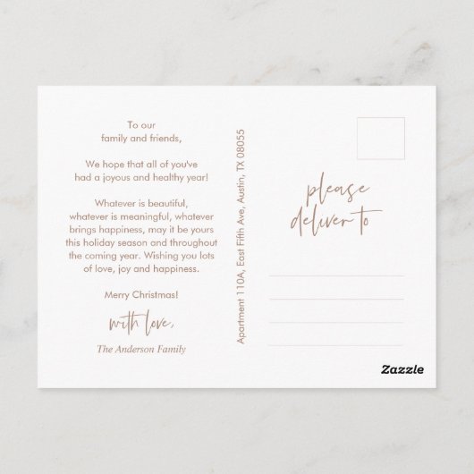 Merriest Christmas, Xmas Tree Family Foto Briefkaart (Achterkant)