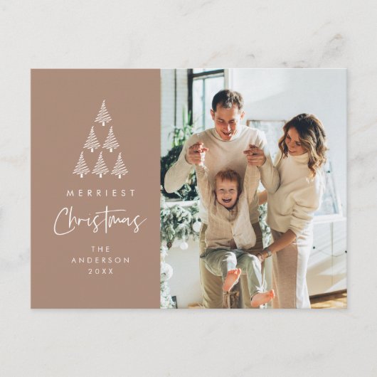 Merriest Christmas, Xmas Tree Family Foto Briefkaart (Voorkant)