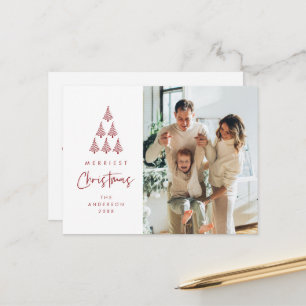 Merriest Christmas, Xmas Tree Family Foto Briefkaart