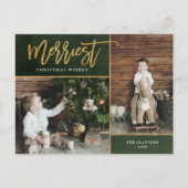 Merriest Faux Gold Foil 2 foto Feestdagenkaart (Voorkant)