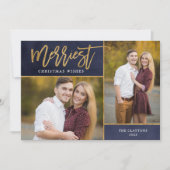 Merriest Faux Gold Foil 2 Foto Kerstmis Feestdagenkaart (Voorkant)