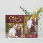 Merriest Faux Gold Foil 2 Foto Kerstmis Feestdagenkaart (Staand voorkant)