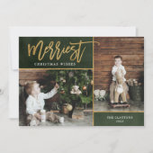 Merriest Faux Gold Foil 2 Photo Flat Feestdagenkaart (Voorkant)