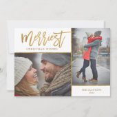 Merriest Faux Gold Foil 2 Photo Flat Feestdagenkaart (Voorkant)