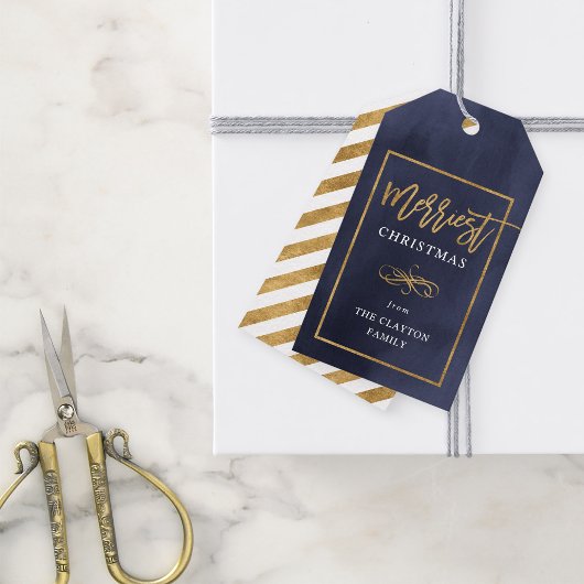 Merriest Faux Gold Foil Gepersonaliseerde Kerstmis Cadeaulabel