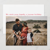 Merriest Feestdagen Modern Calligrafiescript Foto Feestdagenkaart (Voorkant / Achterkant)