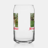 Merriest joyful kerstvakantie voeg familienaam toe blikvorm glas (Rechts)