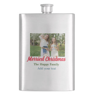 Merriest joyful kerstvakantie voeg familienaam toe flacon