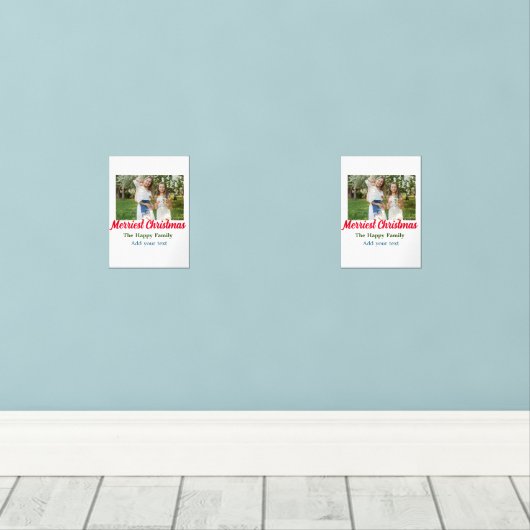 Merriest joyful kerstvakantie voeg familienaam toe muurkunst sets (Houten vloer)