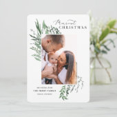 Merriest kerst botanische foto kerstkaart kaart (Staand voorkant)