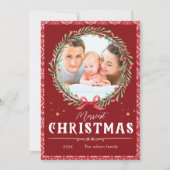 Merriest Kerst Elegant Script Foto Kerstmis Kaart (Voorkant)