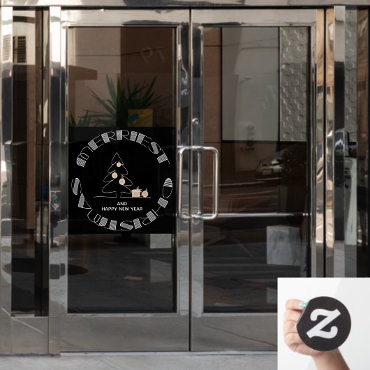 Merriest kerstboom Black Raamsticker (Kantoordeur)