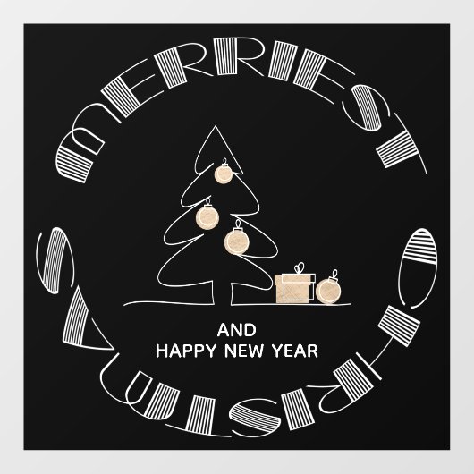 Merriest kerstboom Black Raamsticker (Vel)