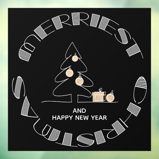 Merriest kerstboom Black Raamsticker (Vel 3)