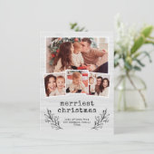 Merriest kerstbuffalo Pset Holiday Foto Feestdagenkaart (Staand voorkant)