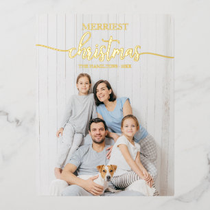 Merriest Kerstchic Calligraphy Overlay Foto Folie Feestdagen Briefkaart