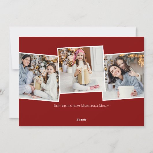 Merriest Kerstchic Red Script Overlay Foto Feestdagenkaart (Achterkant)