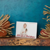 Merriest Kerstchic Red Script Overlay Foto Fotoplaat (Zijkant)