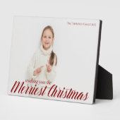 Merriest Kerstchic Red Script Overlay Foto Fotoplaat (Zijkant)