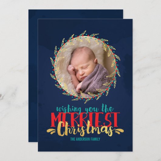 Merriest Kerstfeestdag foto Feestdagenkaart (Voorkant / Achterkant)