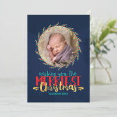 Merriest Kerstfeestdag foto Feestdagenkaart (Staand voorkant)