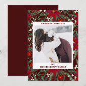Merriest Kerstfloral green foto Feestdagenkaart (Voorkant / Achterkant)