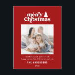 Merriest kerstfoto van typografie feestdagenkaart<br><div class="desc">Kantste kerstfoto-typografie-feestkaart. Met moderne handgetekende tekst en bomen.</div>