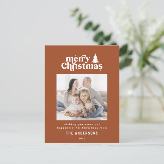 Merriest kerstfoto van typografie feestdagenkaart (Staand voorkant)