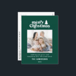 Merriest kerstfoto van typografie feestdagenkaart<br><div class="desc">Kantste kerstfoto-typografie-feestkaart. Met moderne handgetekende tekst en bomen.</div>