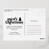 Merriest kerstfoto van typografie folie feestdagen briefkaart (Achterkant)