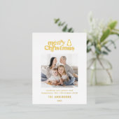 Merriest kerstfoto van typografie folie feestdagen briefkaart (Staand Voorkant)