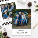 Merriest Kerstmis Black Buffalo Plays Photo Feestdagenkaart<br><div class="desc">Verzend een stijlvolle fotogroet met een trendy zwart-witte buffalo controleplaid patroon dat dit tweezijdige multi-foto vakantiekaartontwerp lijst. Met een grote foto aan de voorzijde met een minimaal zwarte typografische vormgeving met "kerst met de meeste kerst". De rug kenmerkt ruimte om vier extra familiefoto's te omvatten. Fotokrediet: Sunbeam Fotografie www.facebook.com/SunbeamPhotography</div>