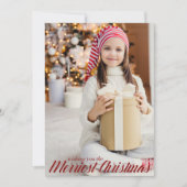 Merriest Kerstmis Chic Red Script-foto Verticaal Feestdagenkaart (Voorkant)