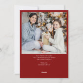 Merriest Kerstmis Chic Red Script-foto Verticaal Feestdagenkaart (Achterkant)